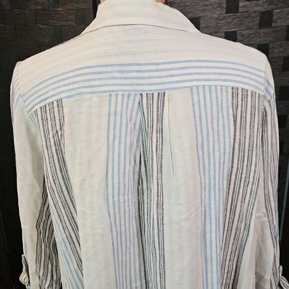 Jones New York Striped Linen Blend Top Size XL - Picture 6 of 10